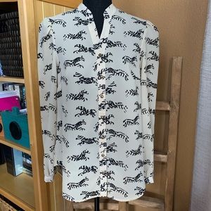 Persaman New York Sheer Zebra Print Blouse